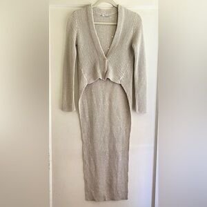 Brunello Cucinelli Beige Sequin Hi Low Knit Linen Silk Cardigan Sweater XS S